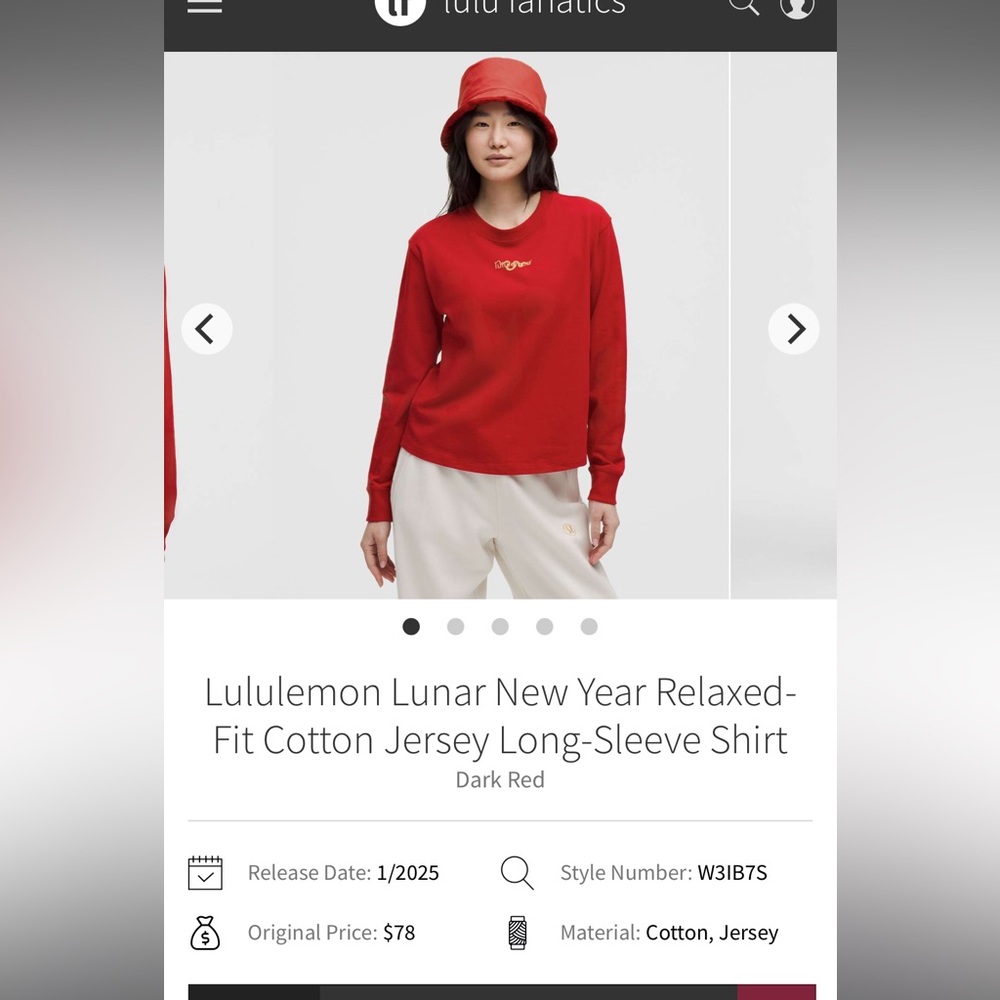 lululemon athletica lunar new year Dark Red Long-Sleeve Tee